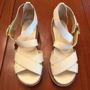 Michael Kors Size 8 White Leather Sandals Wedge